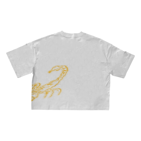 WHITE "SCORPION"🦂 BOXY FIT TEE